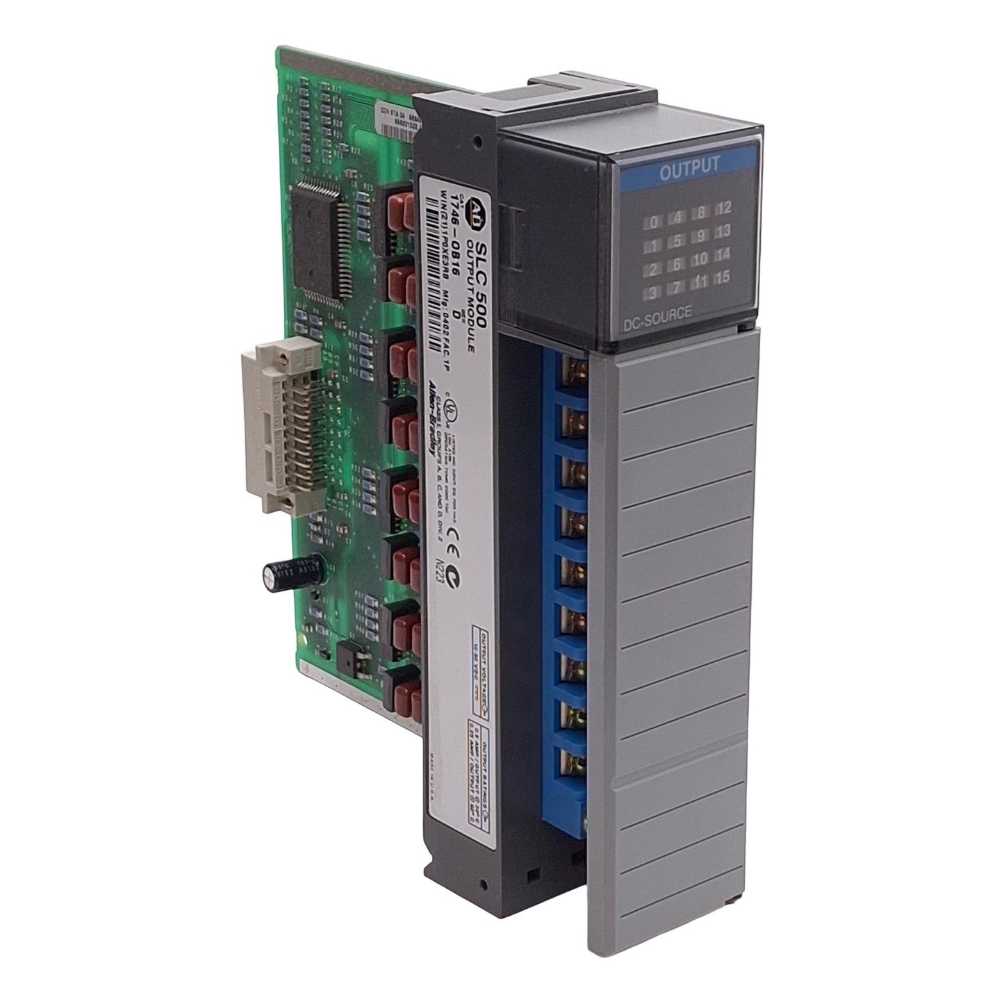 Used Allen Bradley 1746-OB16 Ser D SLC500 PLC Output Module, 16-Output, 10-50VDC