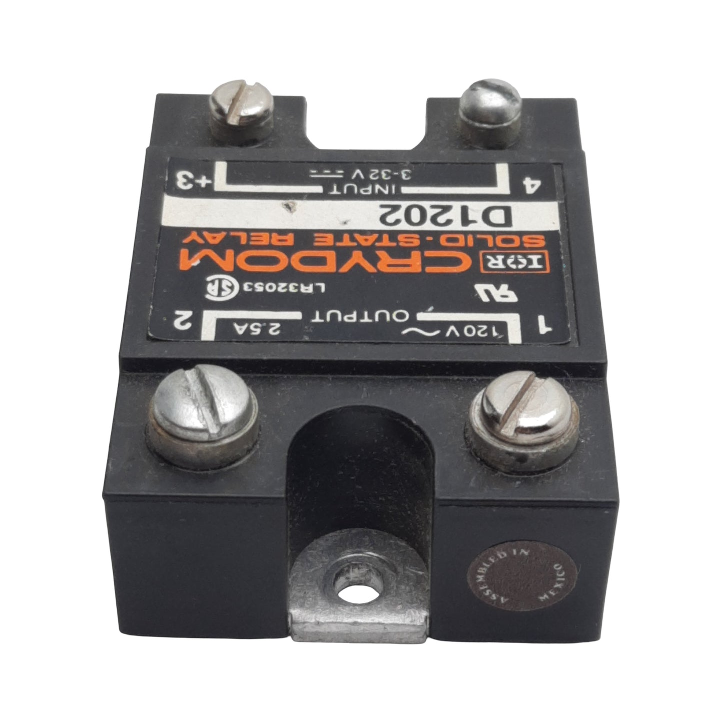 Used Crydom D1202 Hockey Puck Solid-State Relay, SPST-NO, 3-32VDC In, 2.5A 120VAC Out