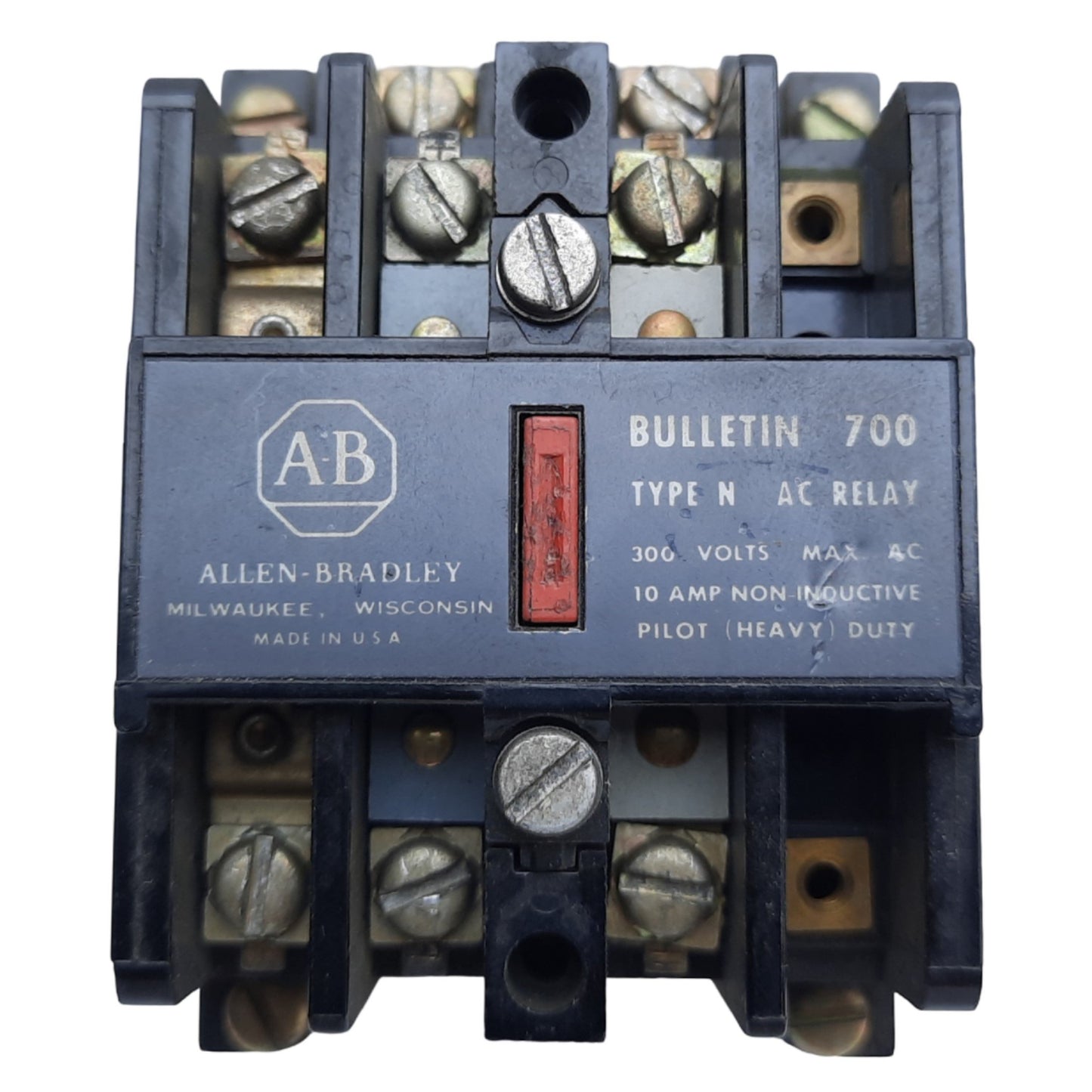 Used Allen Bradley 700-N000A1 Control Relay, 4-Poles, 10A 300V AC, Coil 110/120V AC