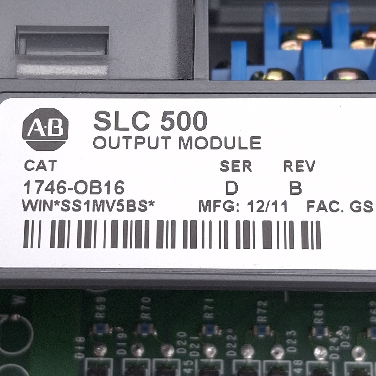 Used Allen Bradley 1746-OB16 Ser D Rev B SLC500 PLC Output Module 16-Output, 10-50VDC