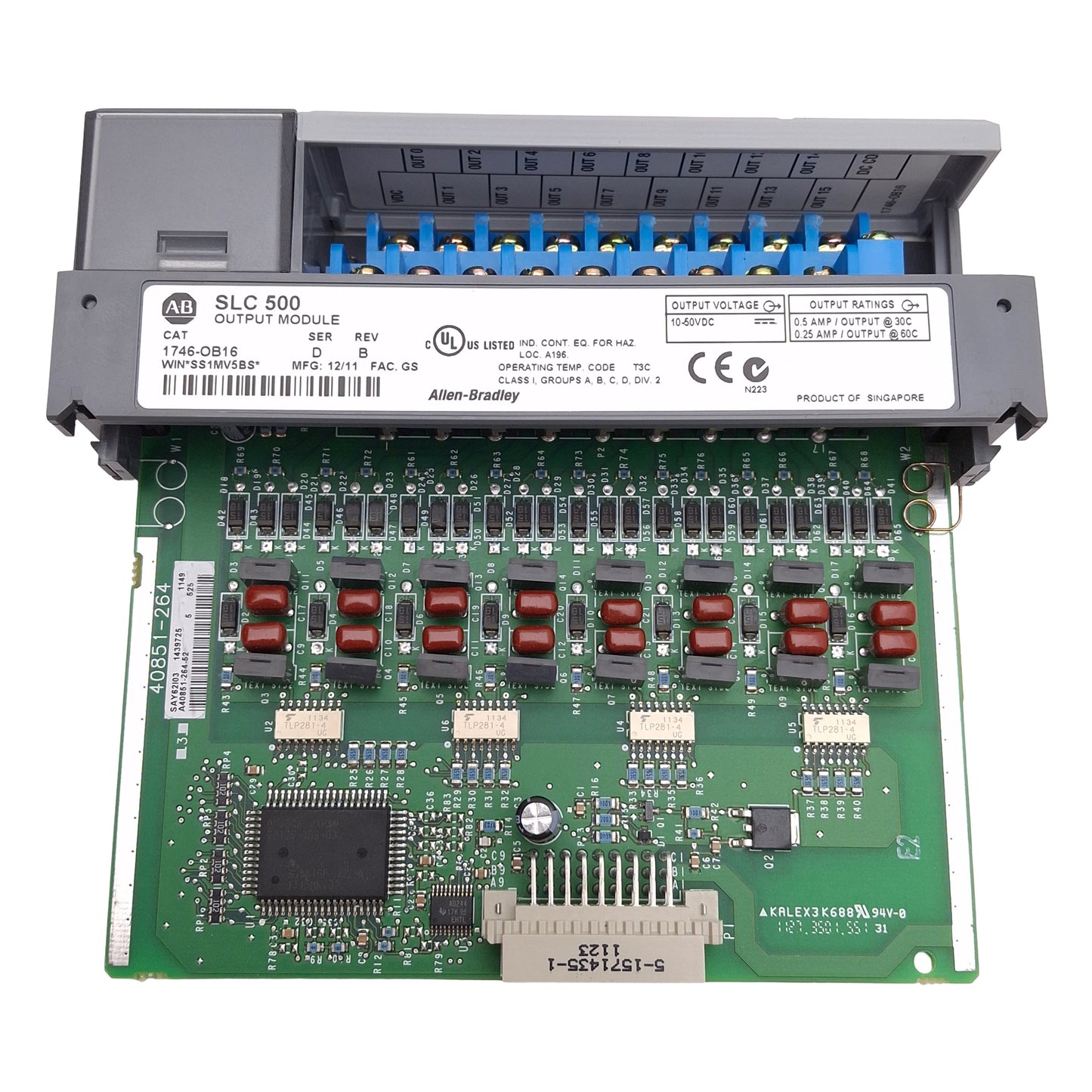 Used Allen Bradley 1746-OB16 Ser D Rev B SLC500 PLC Output Module 16-Output, 10-50VDC