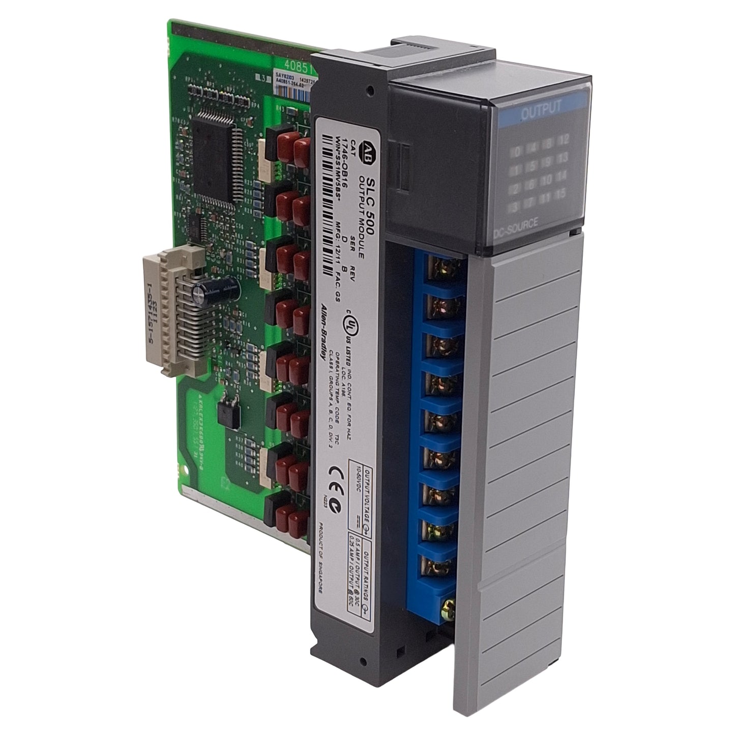 Used Allen Bradley 1746-OB16 Ser D Rev B SLC500 PLC Output Module 16-Output, 10-50VDC