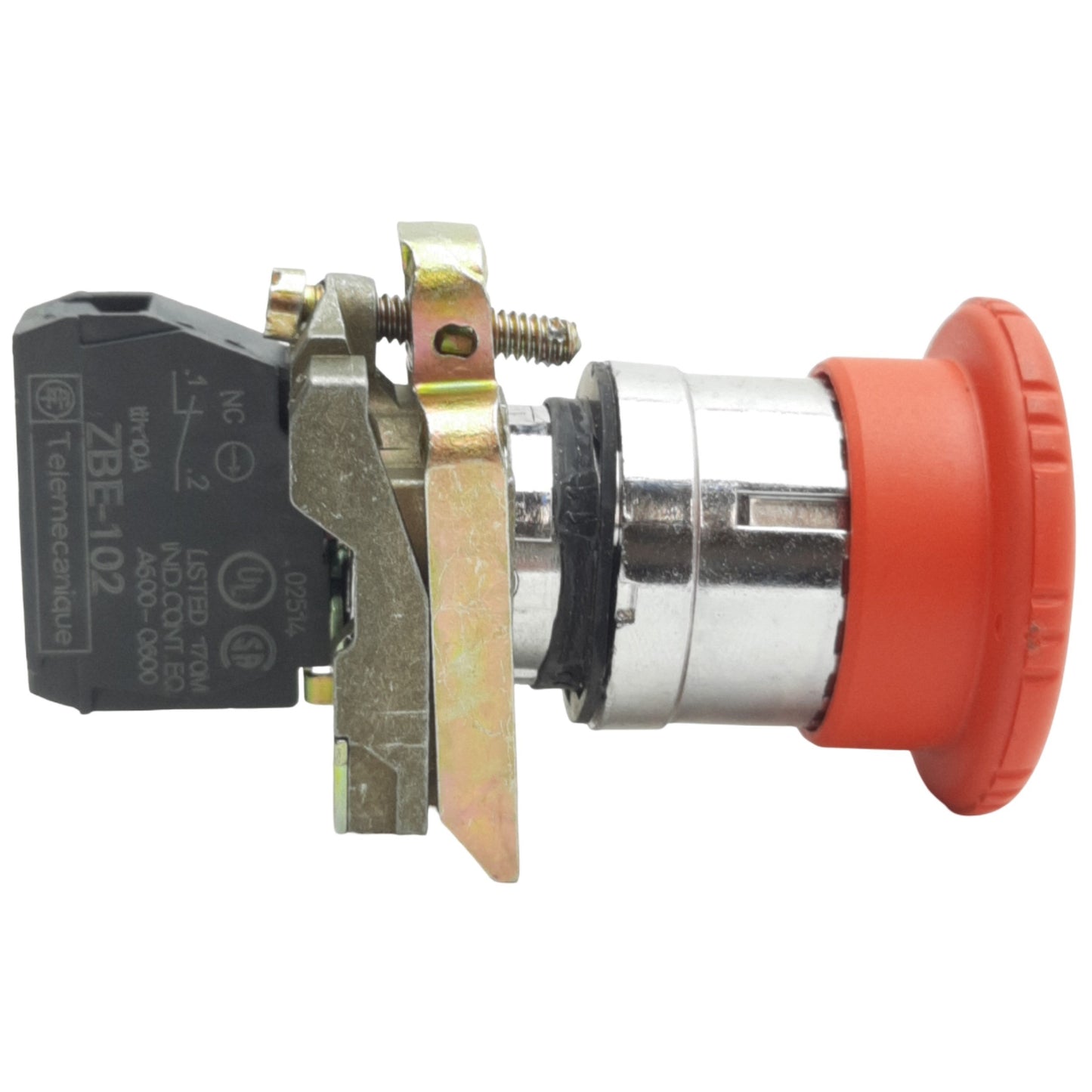 Used Schneider Electric XB4BS8442 E-Stop Twist to Release Button ø22mm, 1NC, 600V 10A