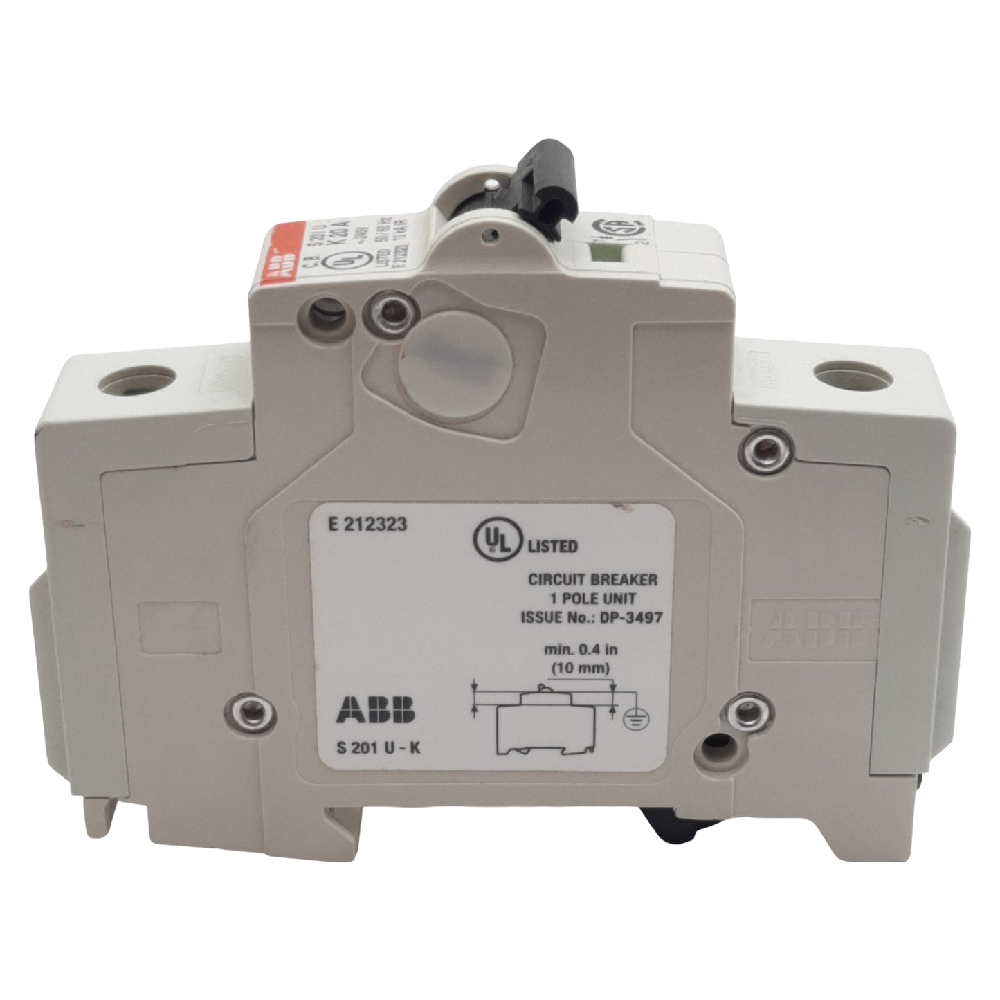 Used ABB S201U-K20 Circuit Breaker, 1-Pole, 20A 240VAC, K-Curve, DIN Rail