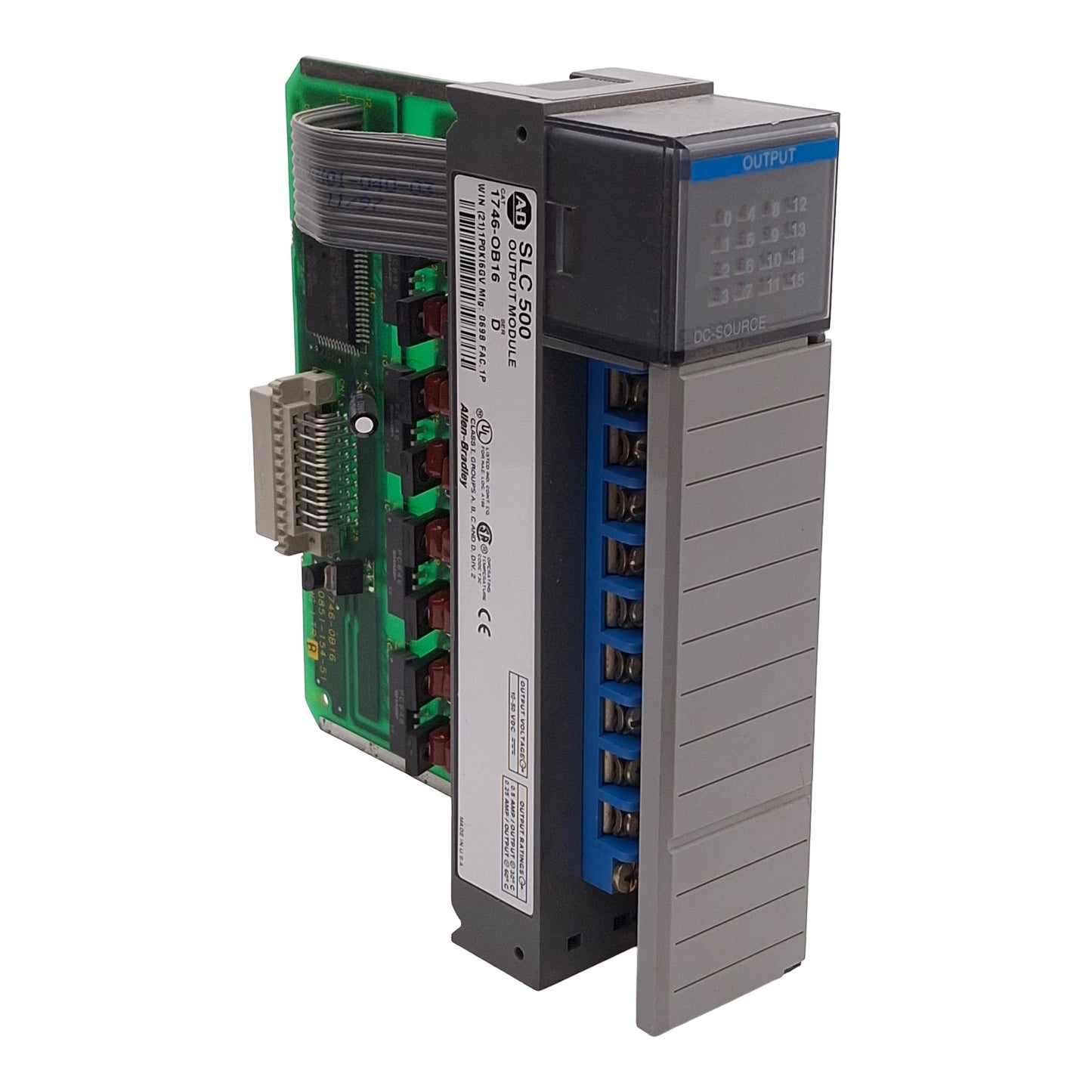 Used Allen Bradley 1746-OB16 Ser D SLC500 PLC Output Module, 16-Outputs, 10-50VDC