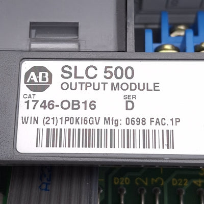 Used Allen Bradley 1746-OB16 Ser D SLC500 PLC Output Module, 16-Outputs, 10-50VDC