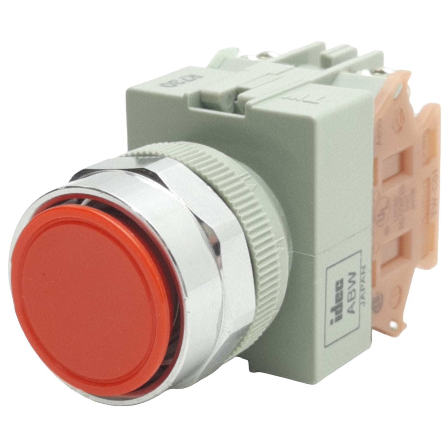 Used IDEC ABW111-R Red Momentary Push Button ø22mm Size, 1NO+1NC Contact, 600V, 10A