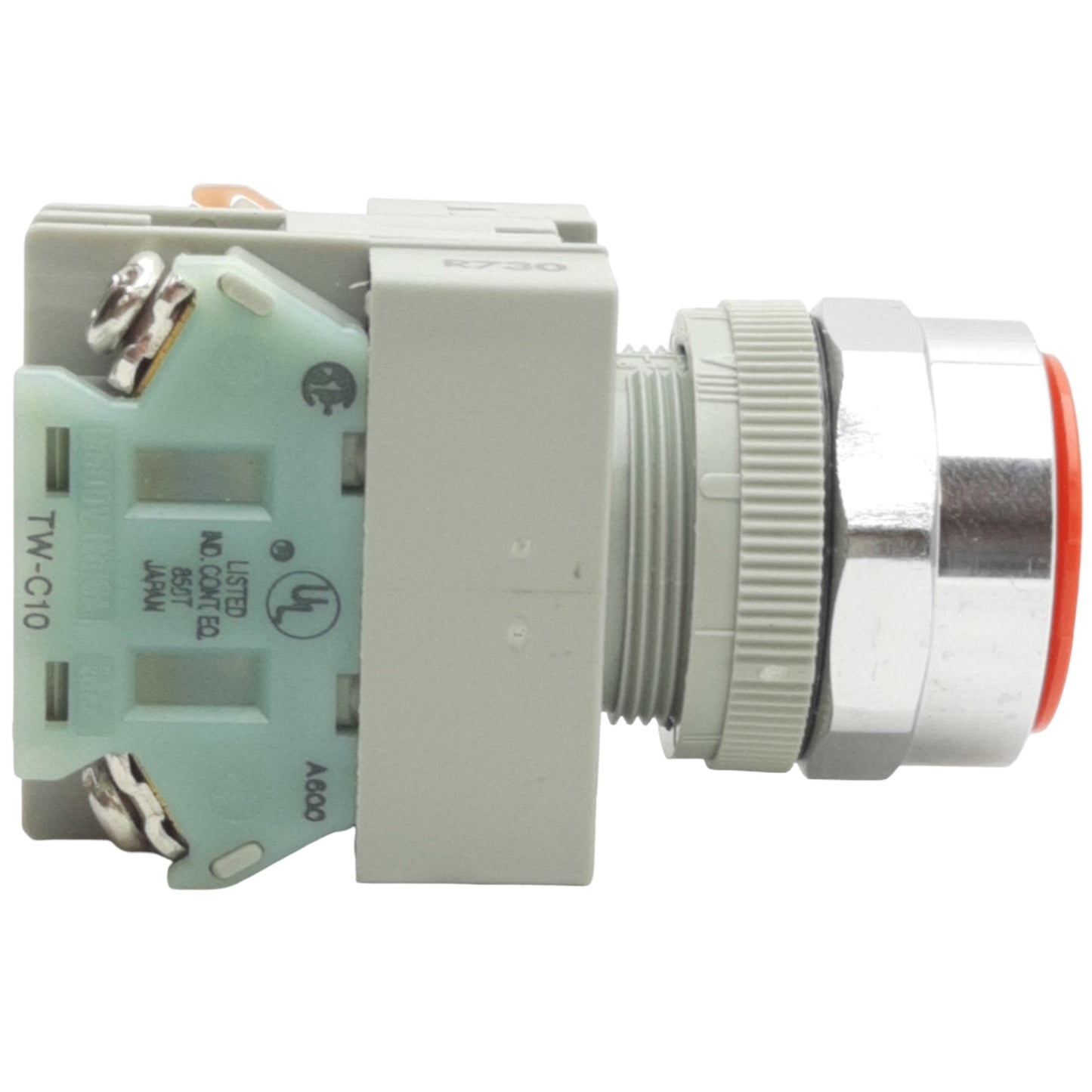 Used IDEC ABW111-R Red Momentary Push Button ø22mm Size, 1NO+1NC Contact, 600V, 10A