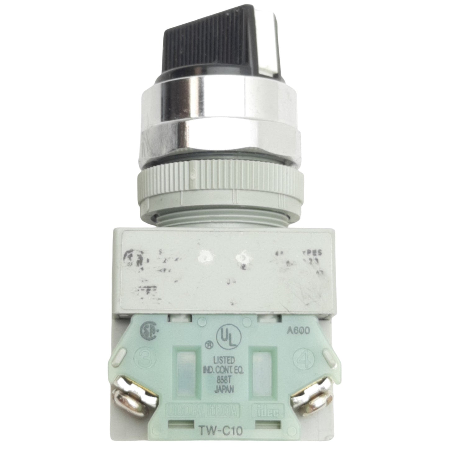 Used IDEC ASW21L20-304 Black 2-Position Maintained Selector Switch ø22mm, 2NO