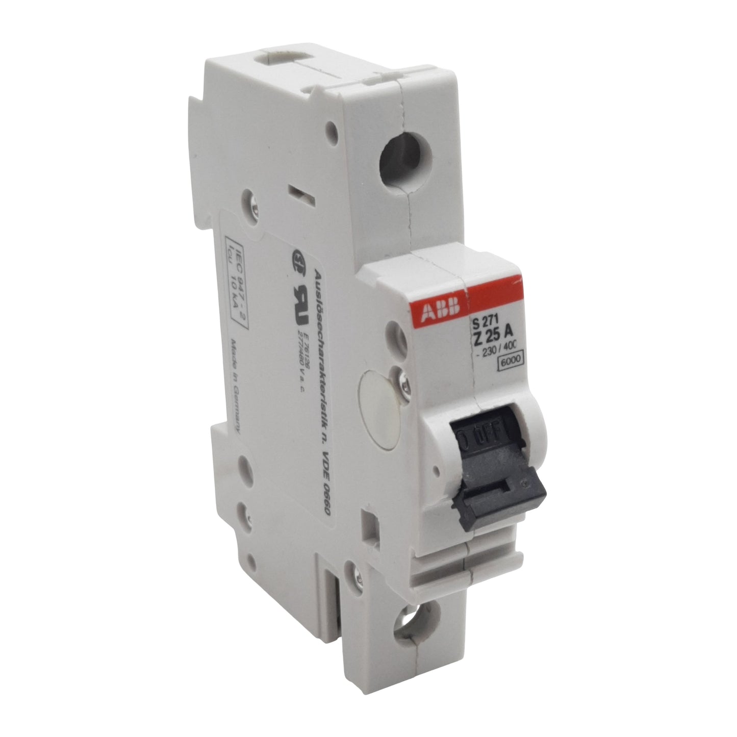 Used Lot of 2 ABB S271-Z25 Circuit Breaker, 1-Pole, 25A 230/400VAC, Z-Curve, DIN Rail
