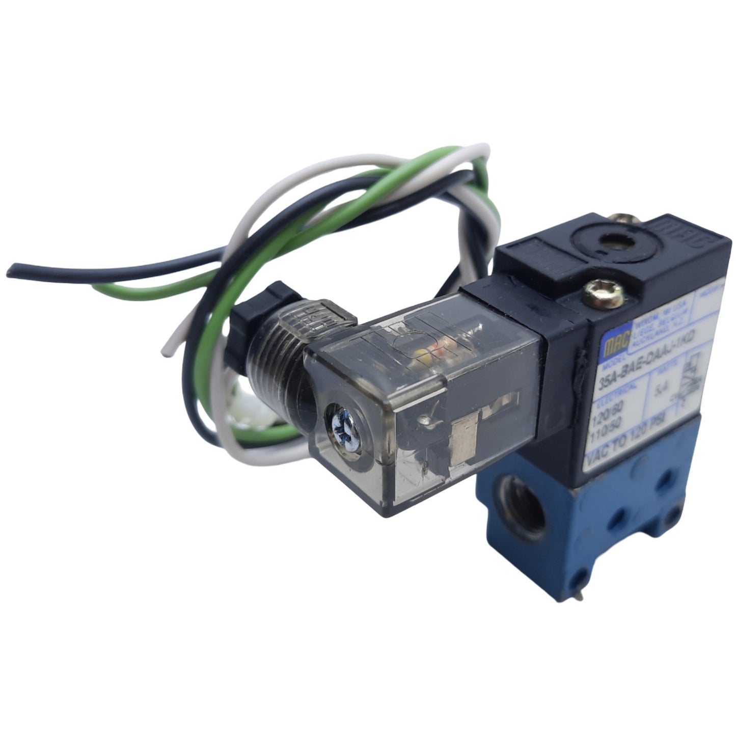 Used MAC 35A-BAE-DAAJ-1KD Solenoid Valve, 3/2 Way NC, 5.4 Watts, 120 PSI, 110/120V