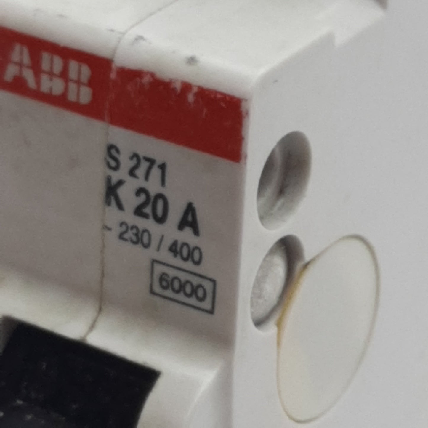 Used ABB S271-K20 Circuit Breaker, 1-Pole, 20A 230/400VAC, K-Curve, DIN Rail