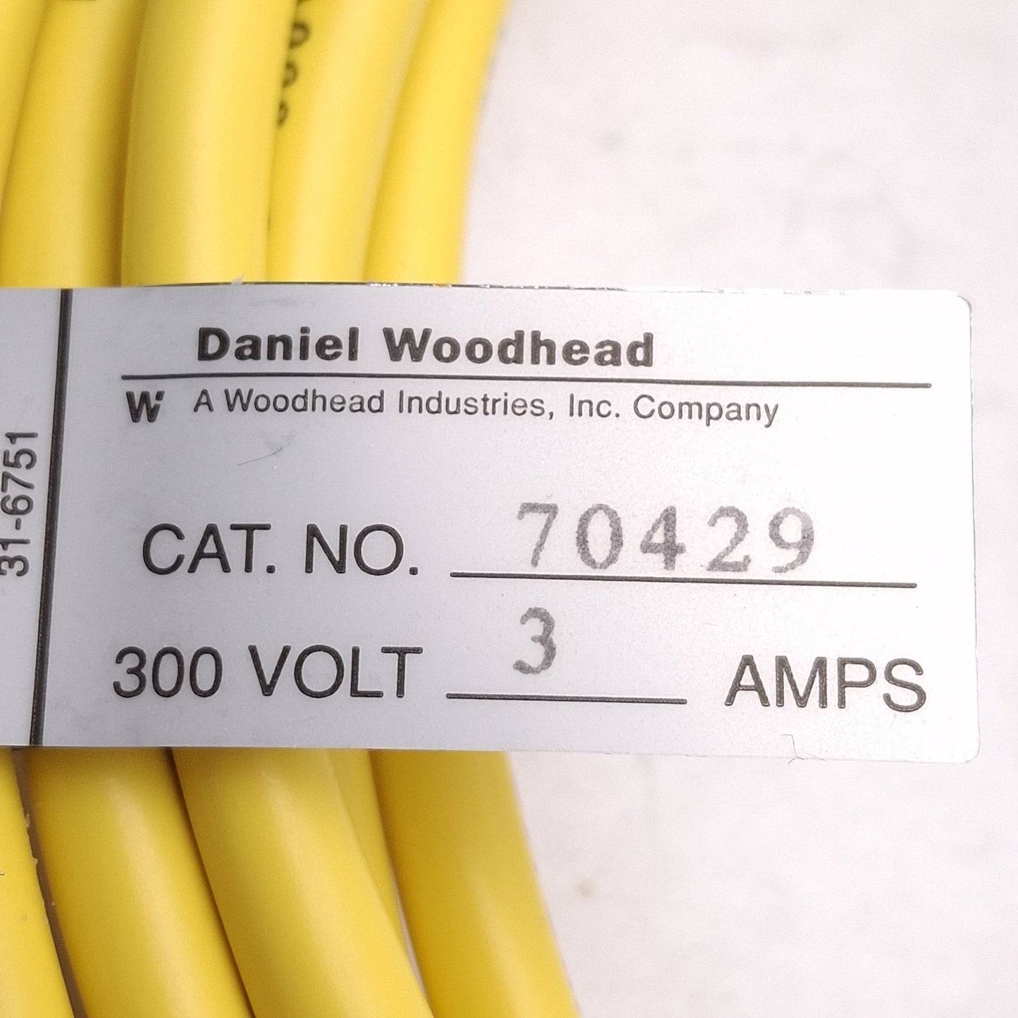 New – Open box Daniel Woodhead 70429 Cordset, 300V 3A M12 4-Pin QD Female to Flying Leads, 12ft
