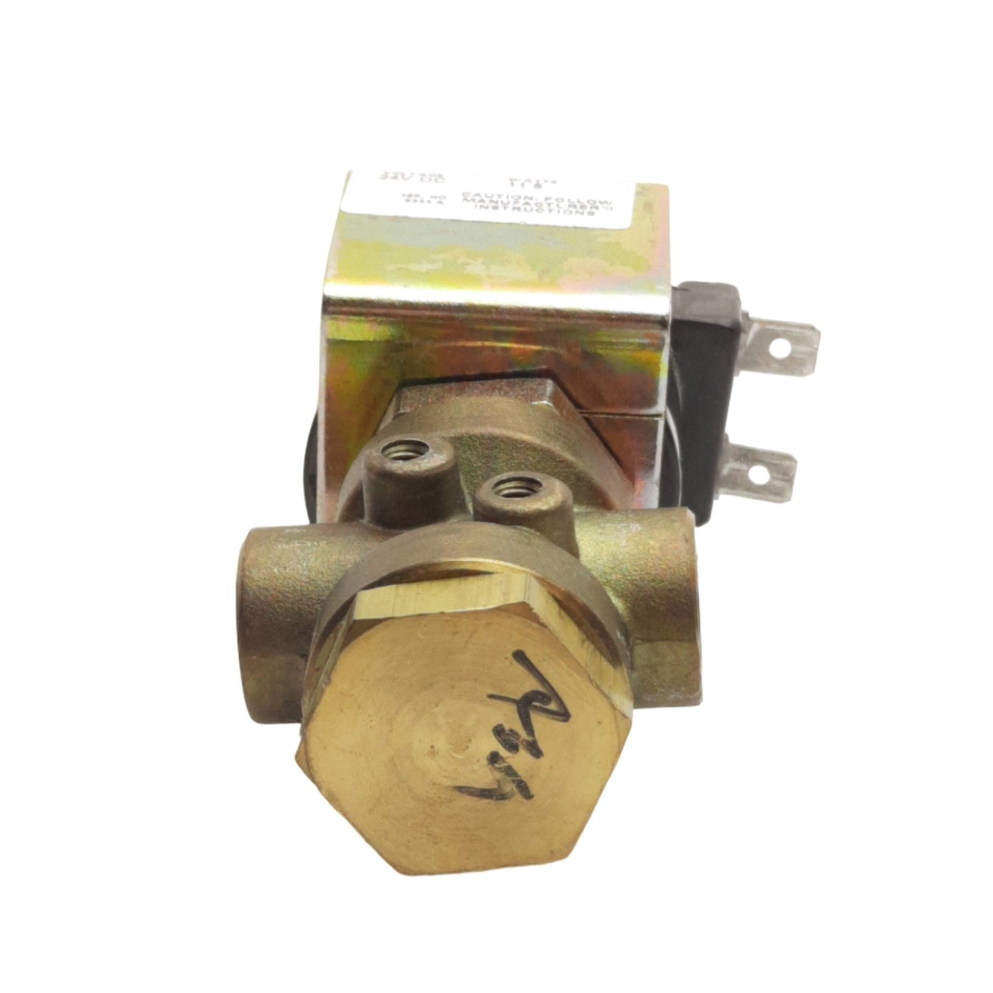 Used Parker 04F30U2108A3FOS80 Solenoid Valve, 3-Way, 1/4in NPT, 25psi, 24VDC Coil