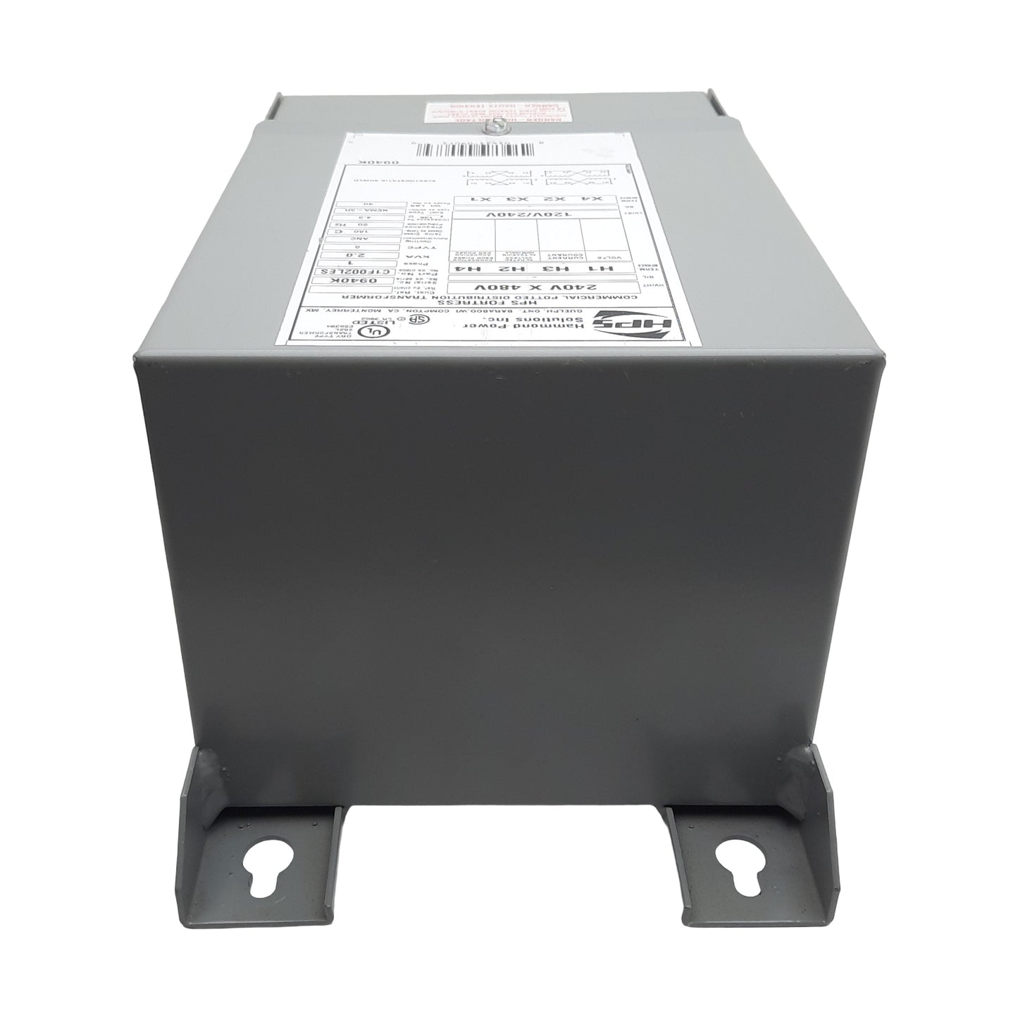 Used Hammond Power C1F002LES Buck-Boost Transformer, 240/480VAC Pri, 120/240VAC Sec