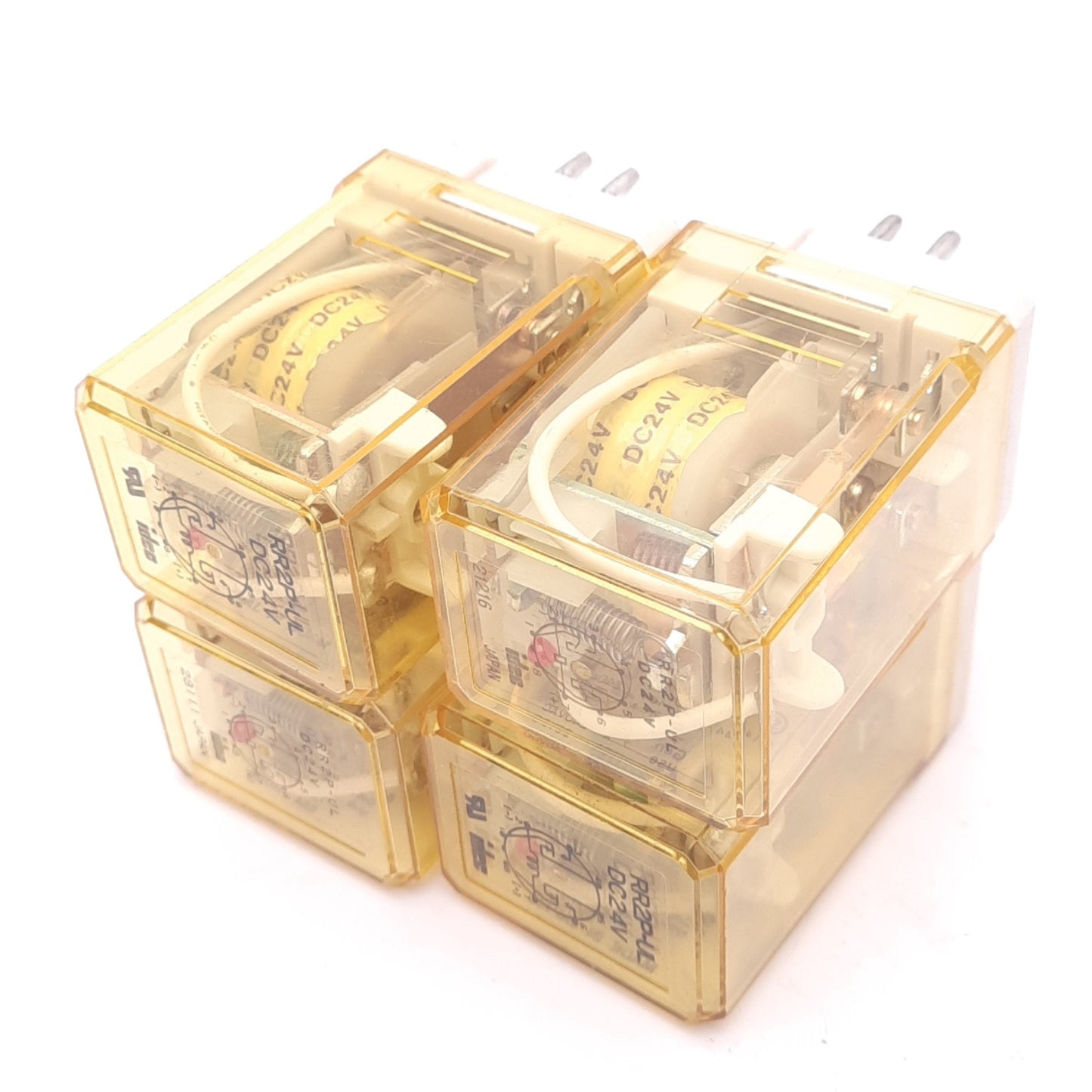 Used Lot of 4 IDEC RR2P-ULDC24V Ice-Cube Plug-In Relays, DPDT, 8-Pin, 24VDC Coil
