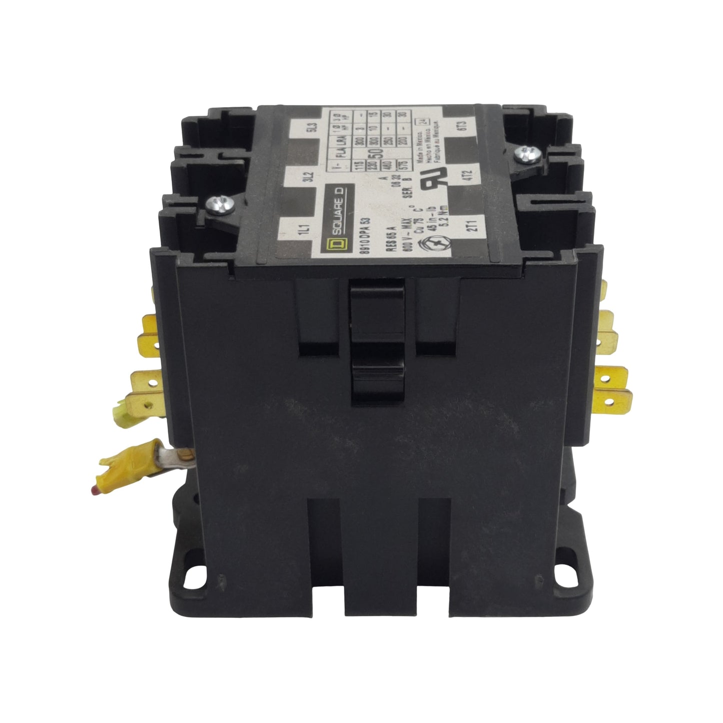 Used Square-D 8910DPA53V02 Contactor, 3-Pole 3N.O. 3PH, 50A 600VAC, 110/120VAC Coil