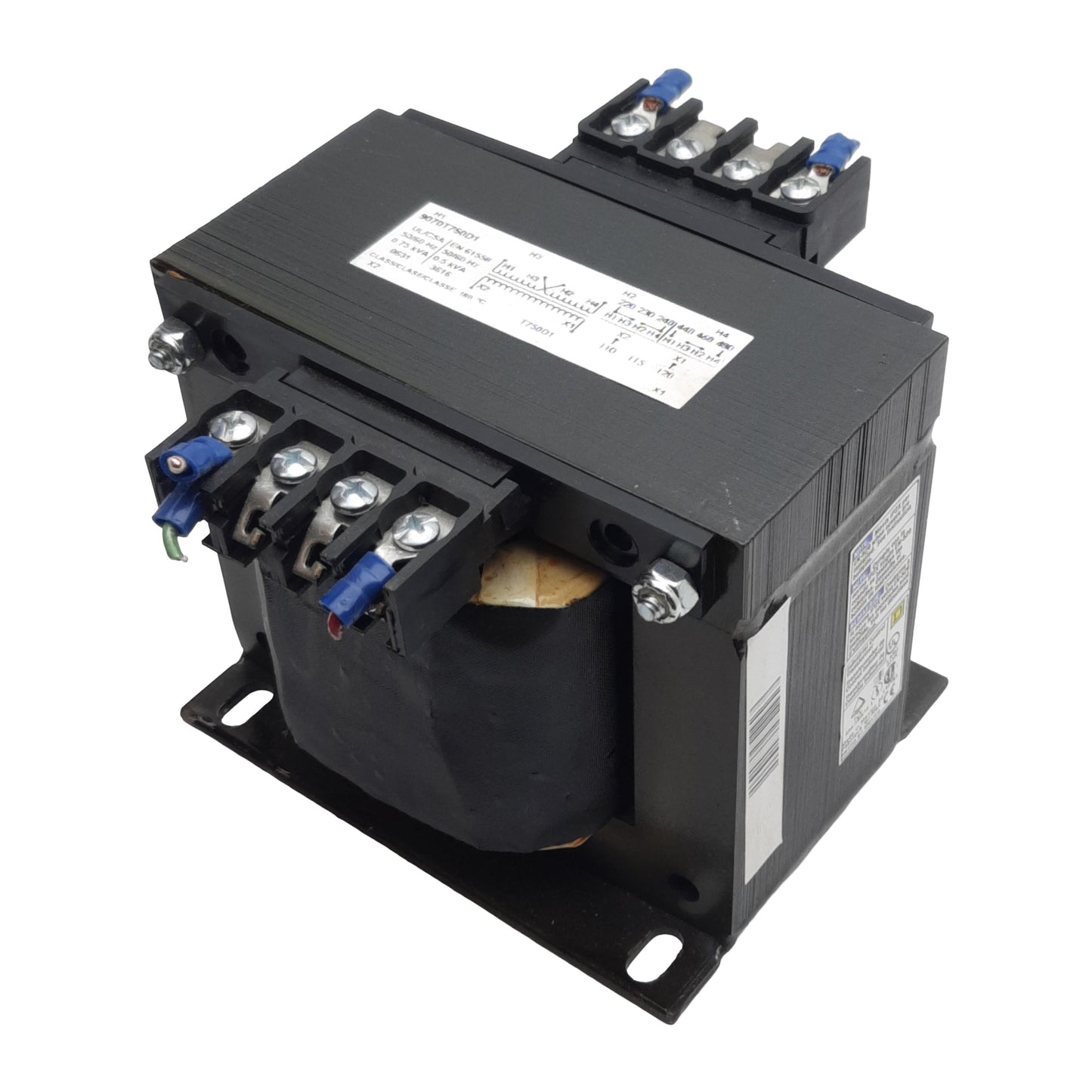 Used Square D 9070T750D1 Transformer, 1PH 750VA, 240/480VAC Primary, 120VAC Secondary