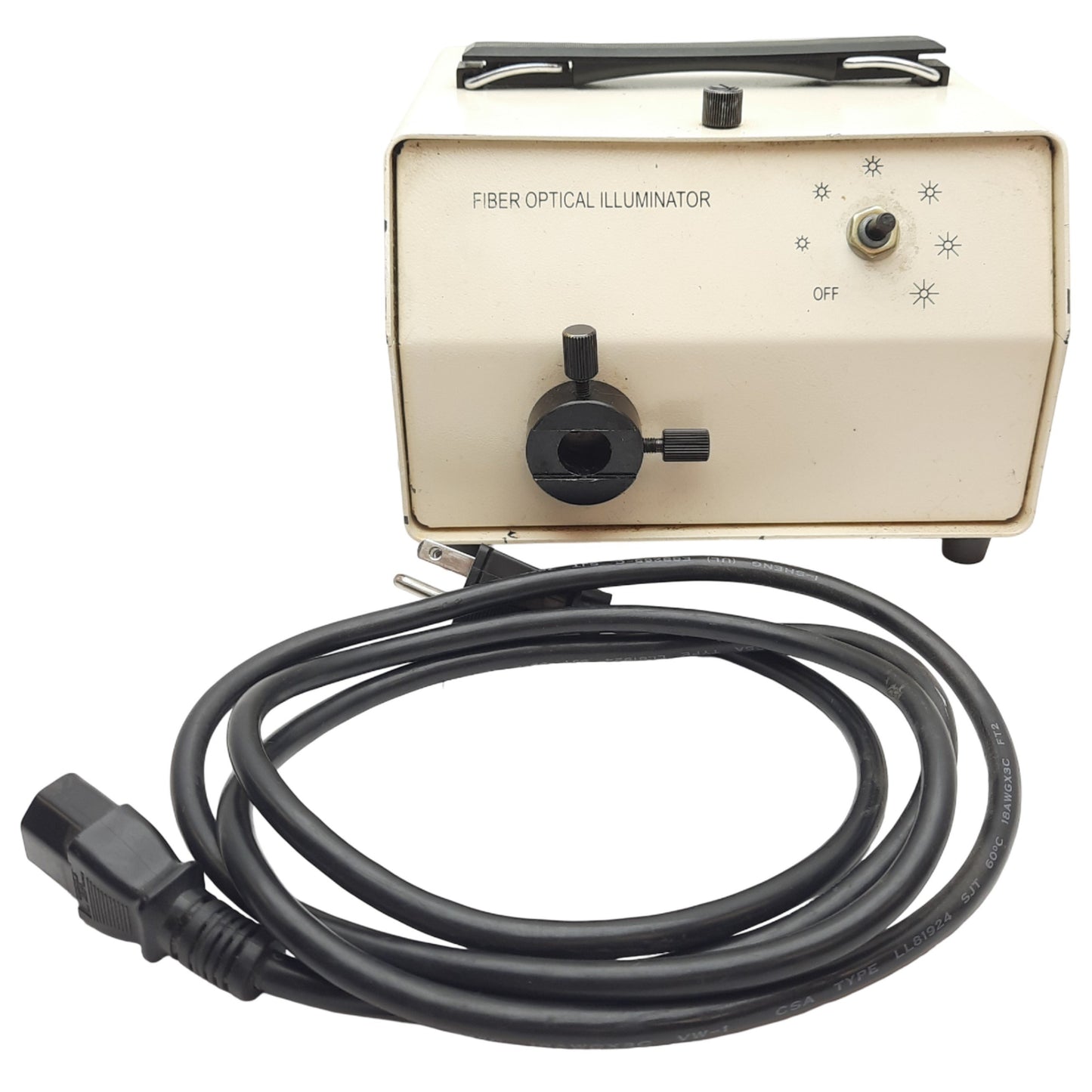 Used ISO 9001 Fiber Optic Illuminator 125V 10A Power Cable, ID: 5/8" *Missing Knob*