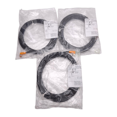 New Lot of 3 IFM EVC145 Single-Ended Cordset, 50VAC/60VDC 3A, M8 3-Pin Female, 5m