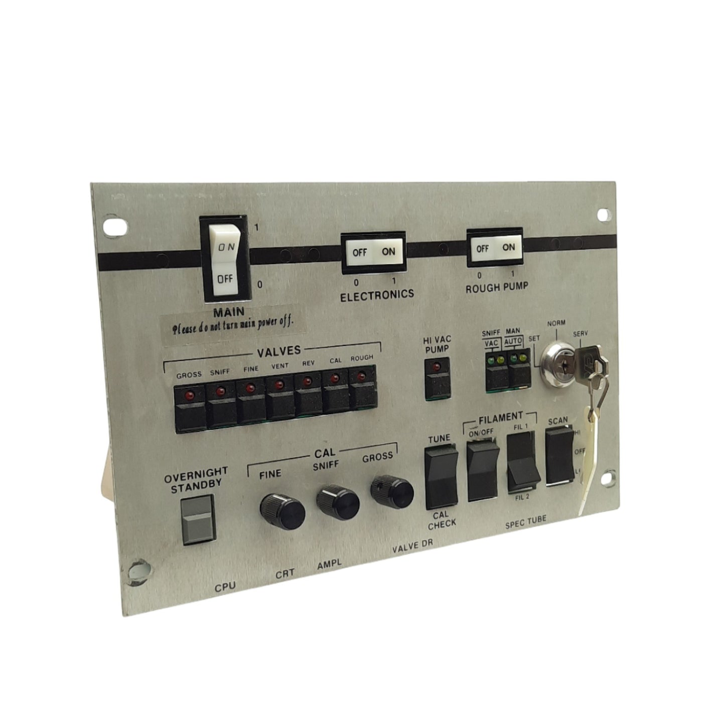 Used Veeco 8316-215-00 MS-34TD Dual Port Helium Leak Detector Font Interface Panel