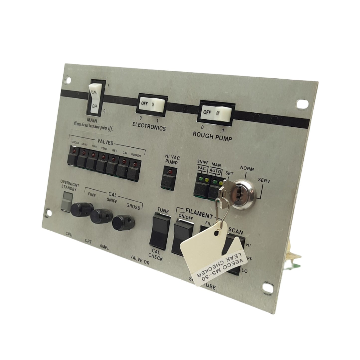 Used Veeco 8316-215-00 MS-34TD Dual Port Helium Leak Detector Font Interface Panel