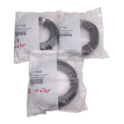 New Lot of 3 IFM E11488 Single-Ended Cordset, 60VAC/75VDC 3A, M8 3-Pin Female, 10m