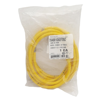 New Brad Harrison 704001D02F060 Cordset, 4-Pin Micro-Change 1/2-20UNF to Leads, 6ft