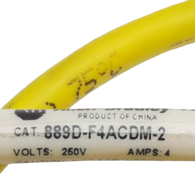 New Allen Bradley 889D-F4ACDM-2 Cordset, 4-Pin M12 Male to Leads, 4A 250VAC, 2m