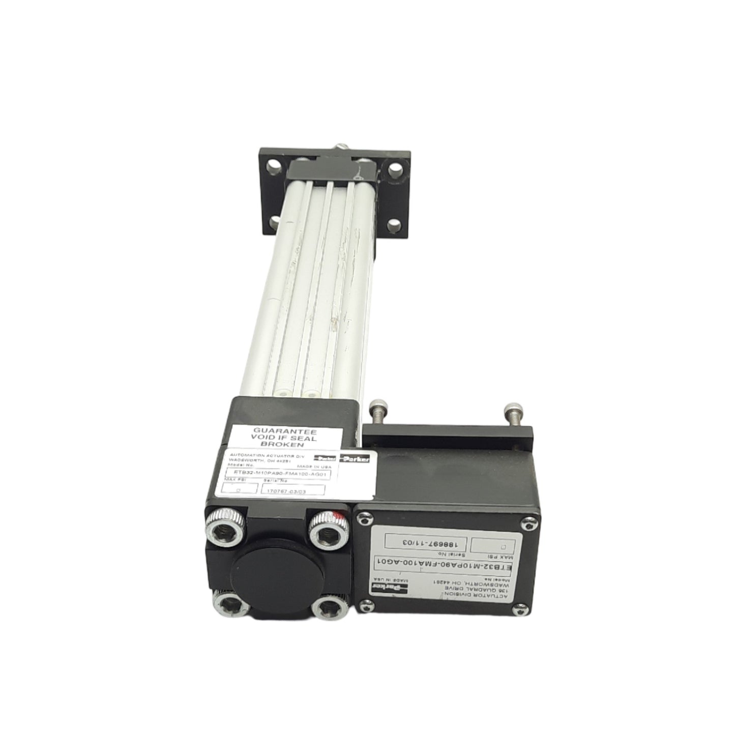 Used Parker ETB32-M10PA90-FMA100-AG01 Linear Actuator Cylinder, Travel: 100mm