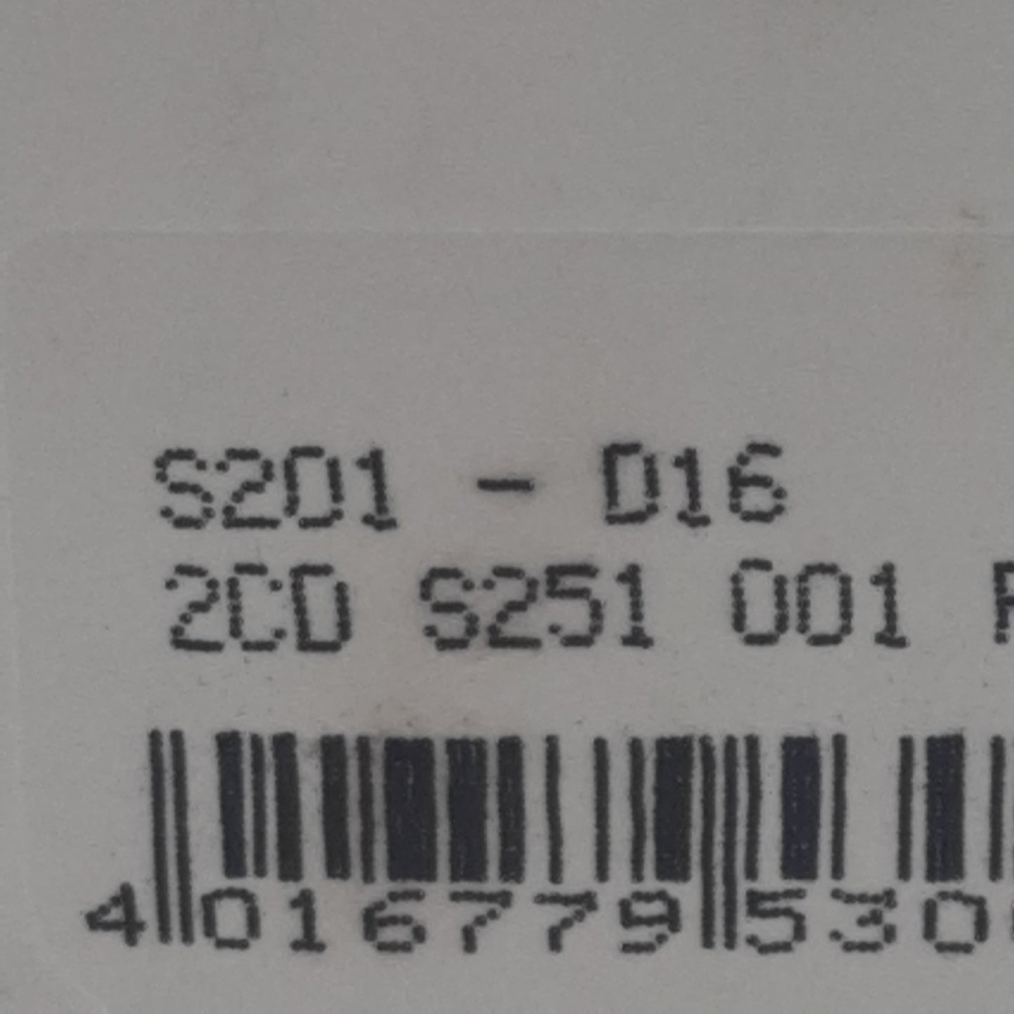 Used ABB S201-D16 Circuit Breaker, 1-Pole, 16A 230/400VAC, D-Curve, DIN Rail