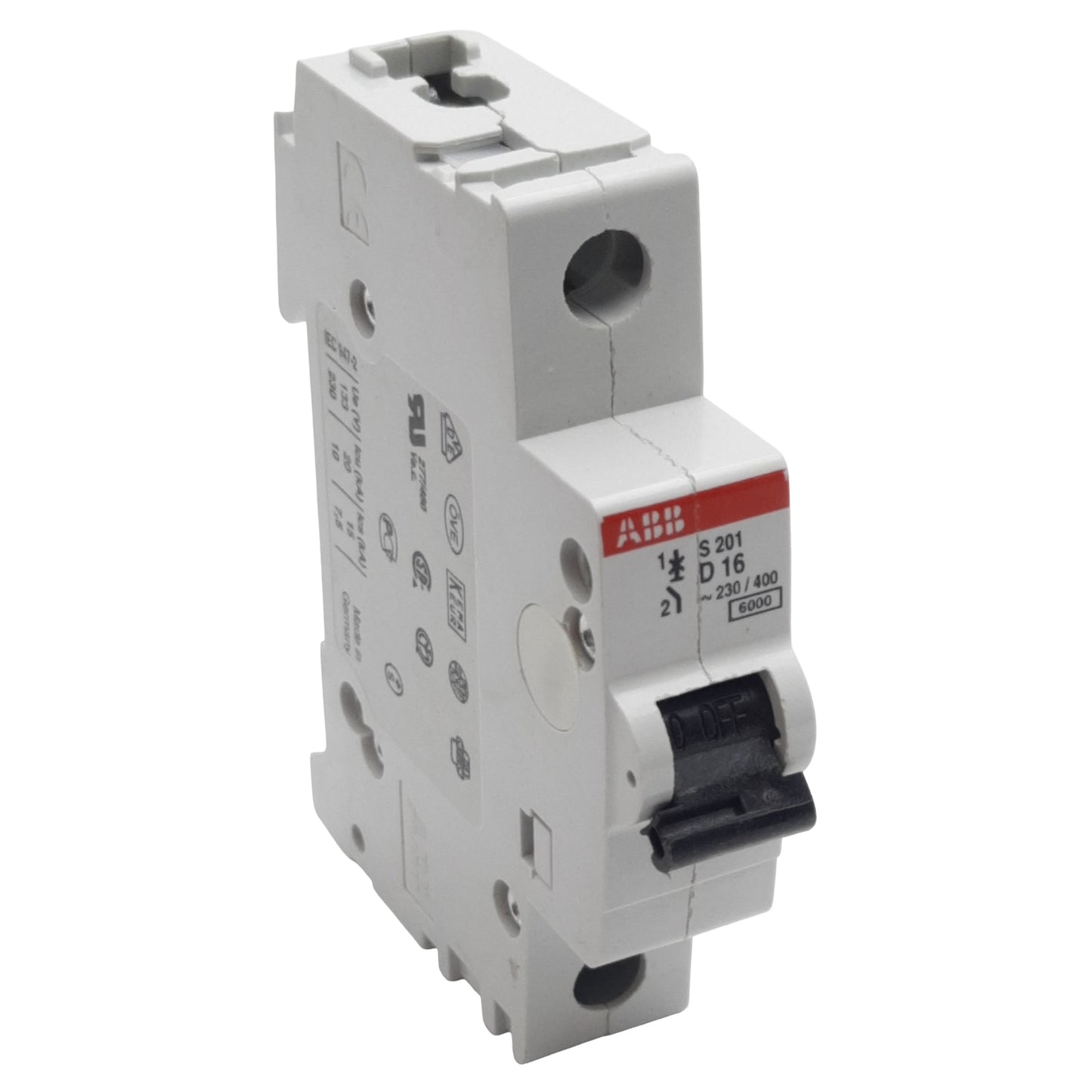 Used ABB S201-D16 Circuit Breaker, 1-Pole, 16A 230/400VAC, D-Curve, DIN Rail
