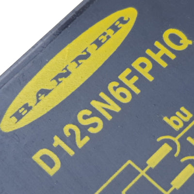 Used Banner D12SN6FPHQ Fiber Optic Sensor, Cable 6", 4-Pin, Output NPN, 10-30V DC