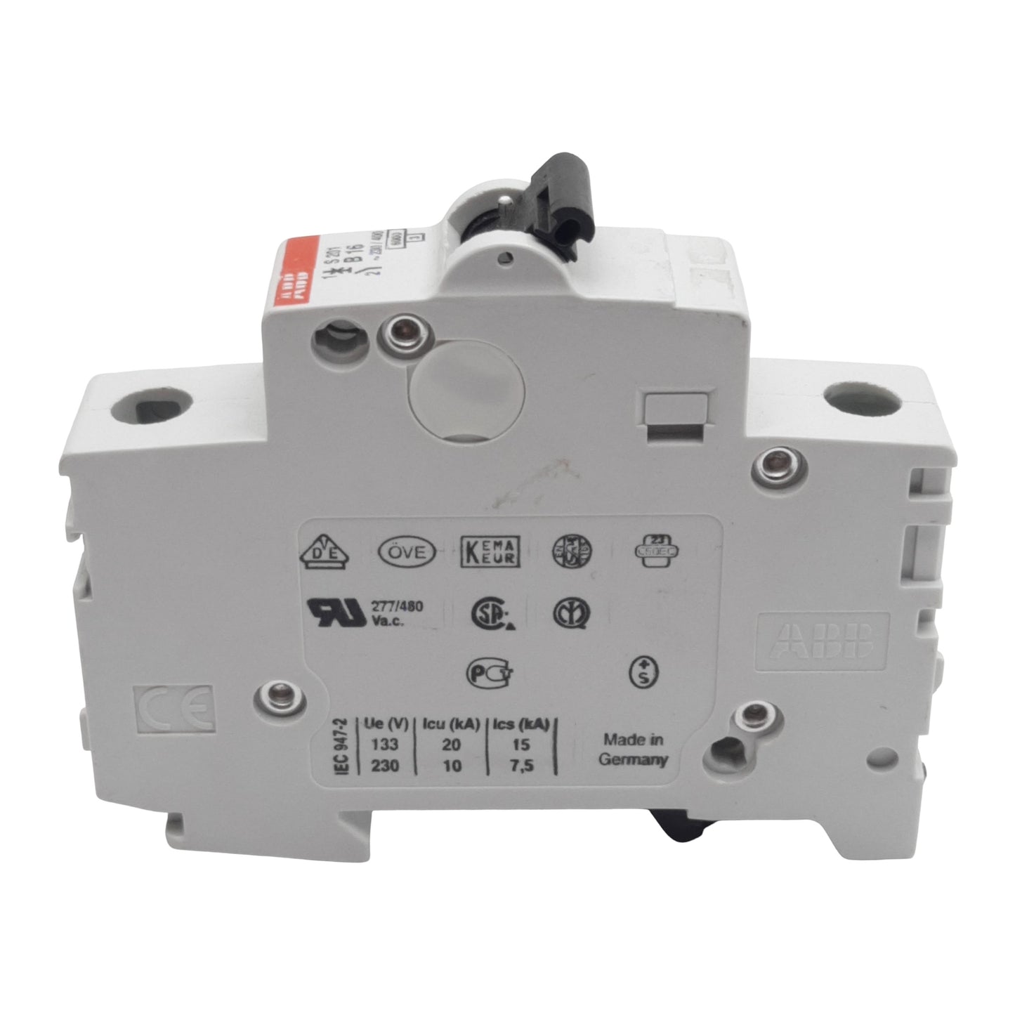 Used Lot of 2 ABB S201-B16 Circuit Breaker, 1-Pole, 16A 230/400VAC, B-Curve, DIN Rail