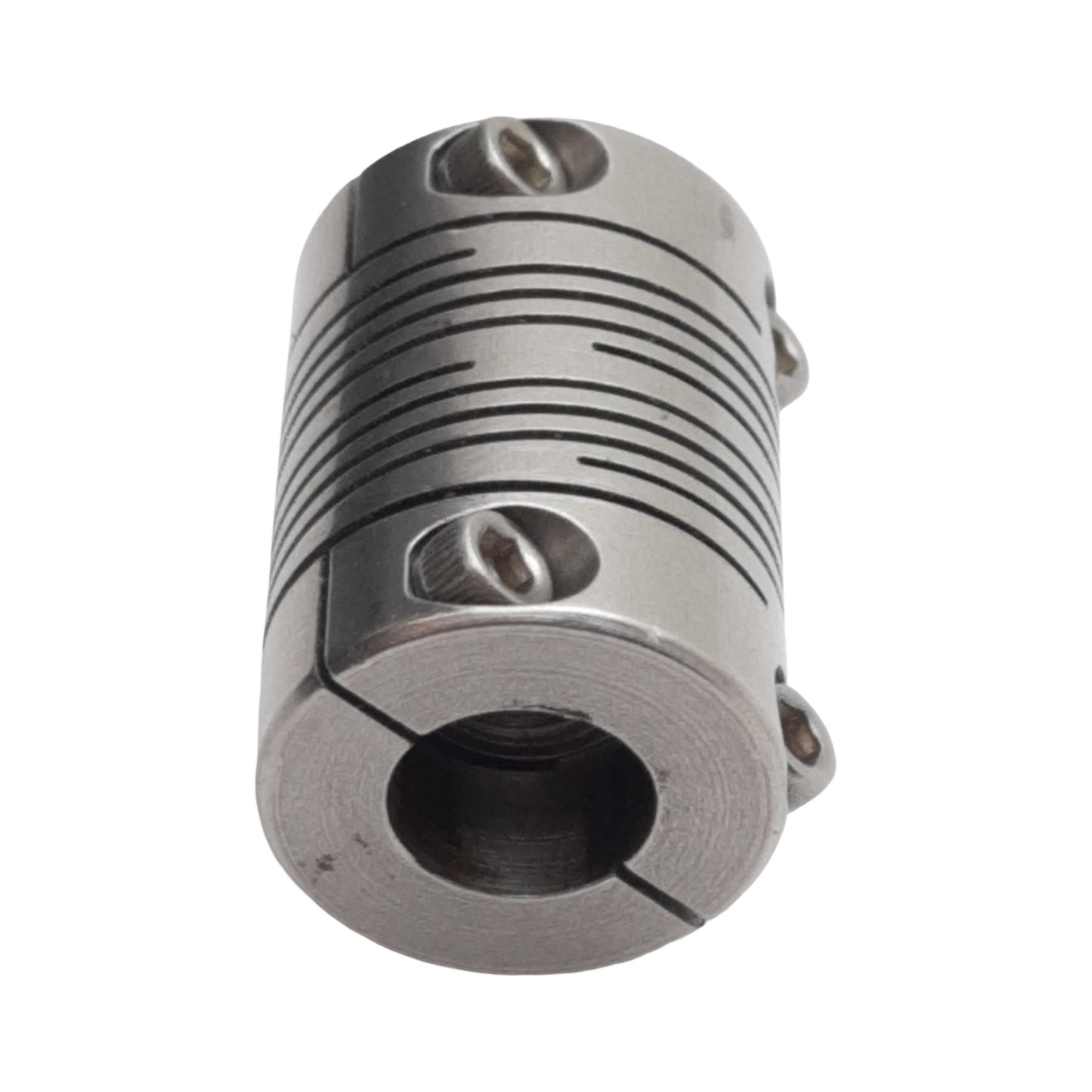 Used Stainless Steel Shaft Coupling, ø0.375in Bore, 1.1in Length x ø0.75in OD