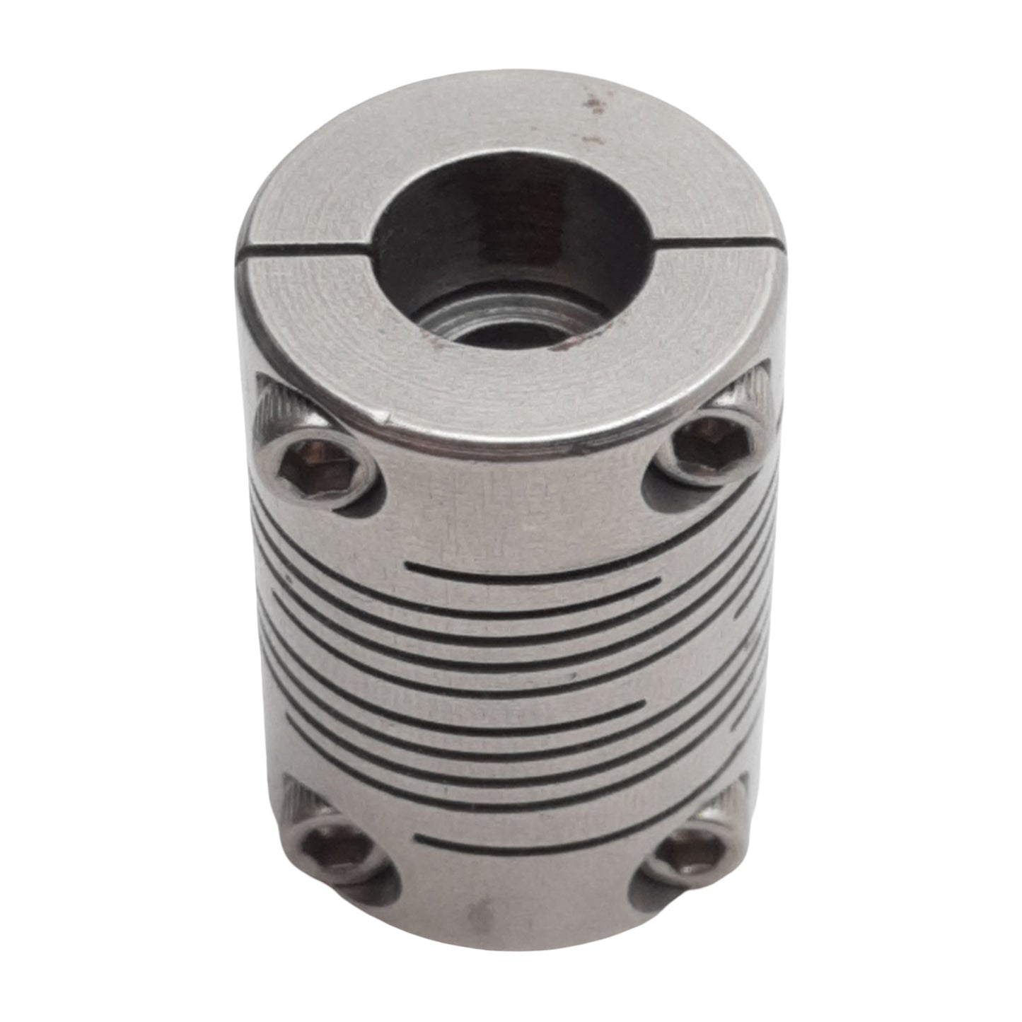 Used Stainless Steel Shaft Coupling, ø0.375in Bore, 1.1in Length x ø0.75in OD