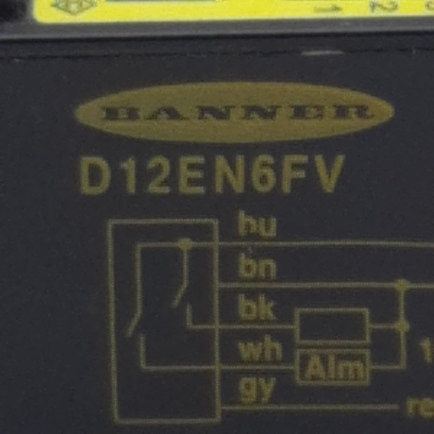 Used Banner D12EN6FV Fiber Optic Sensor, SPST NPN, 150mA, 10-30VDC, 5-Wire Lead, 0.3m