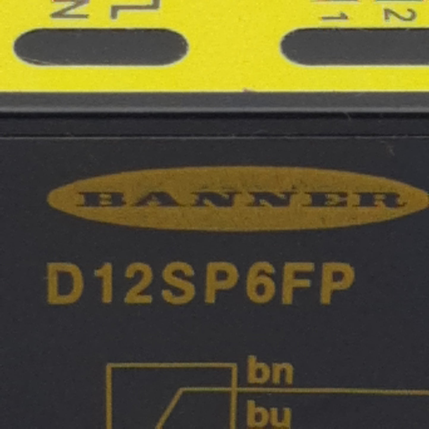 Used Banner D12SP6FP Fiber Optic Sensor, PNP, 150mA, 10-30VDC, 4-Wire Leads, 0.2m