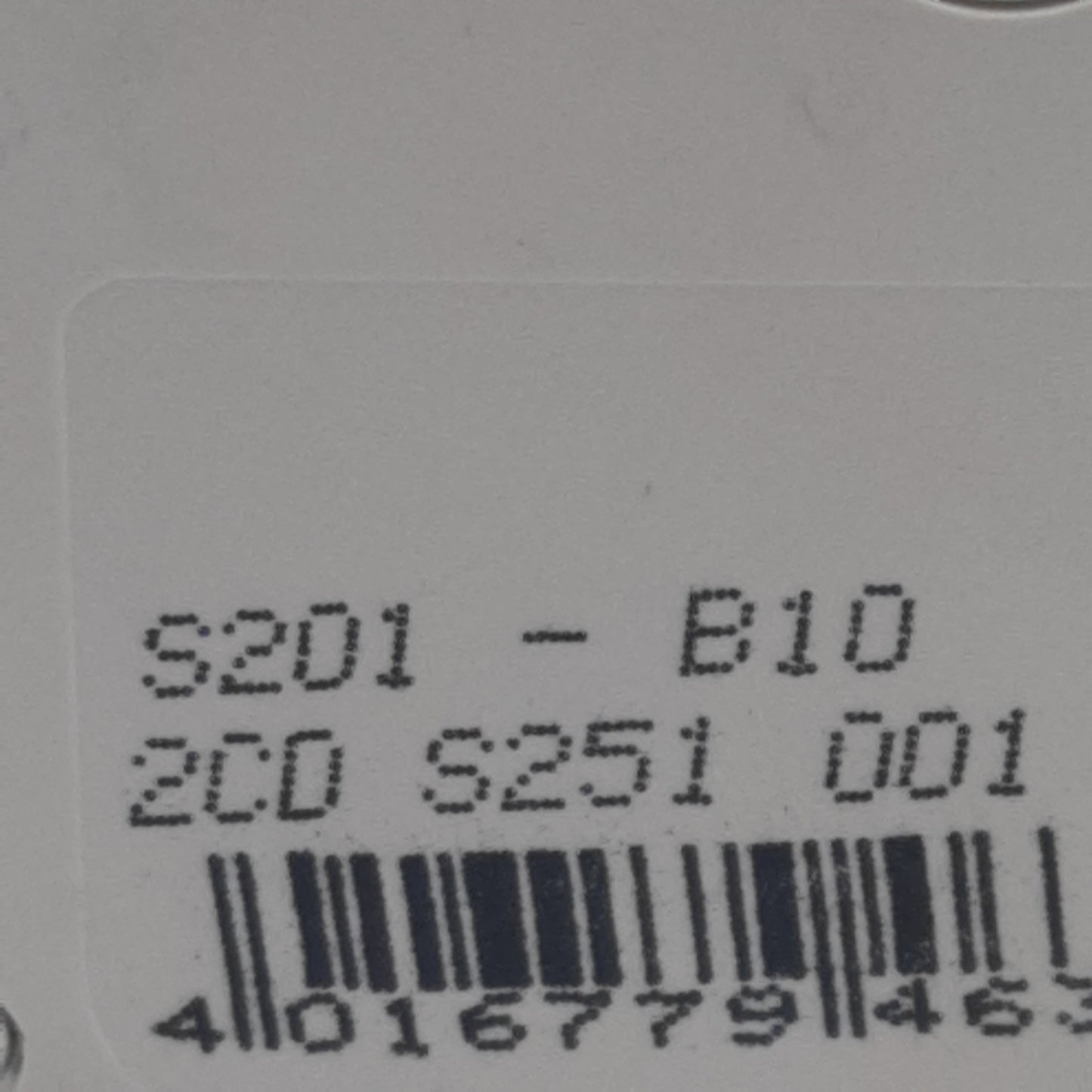 Used ABB S201-B10 Circuit Breaker, 1-Pole, 10A 230/400VAC, B-Curve, DIN Rail