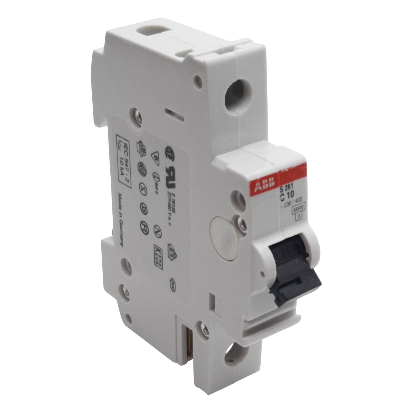 Used Lot of 2 ABB S261-C10 Circuit Breaker, 1-Pole, 10A 230/400VAC, C-Curve, DIN Rail