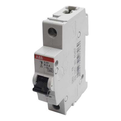Used ABB S201-K8 Circuit Breaker, 1-Pole, 8A 230/400VAC, K-Curve, DIN Rail Mount