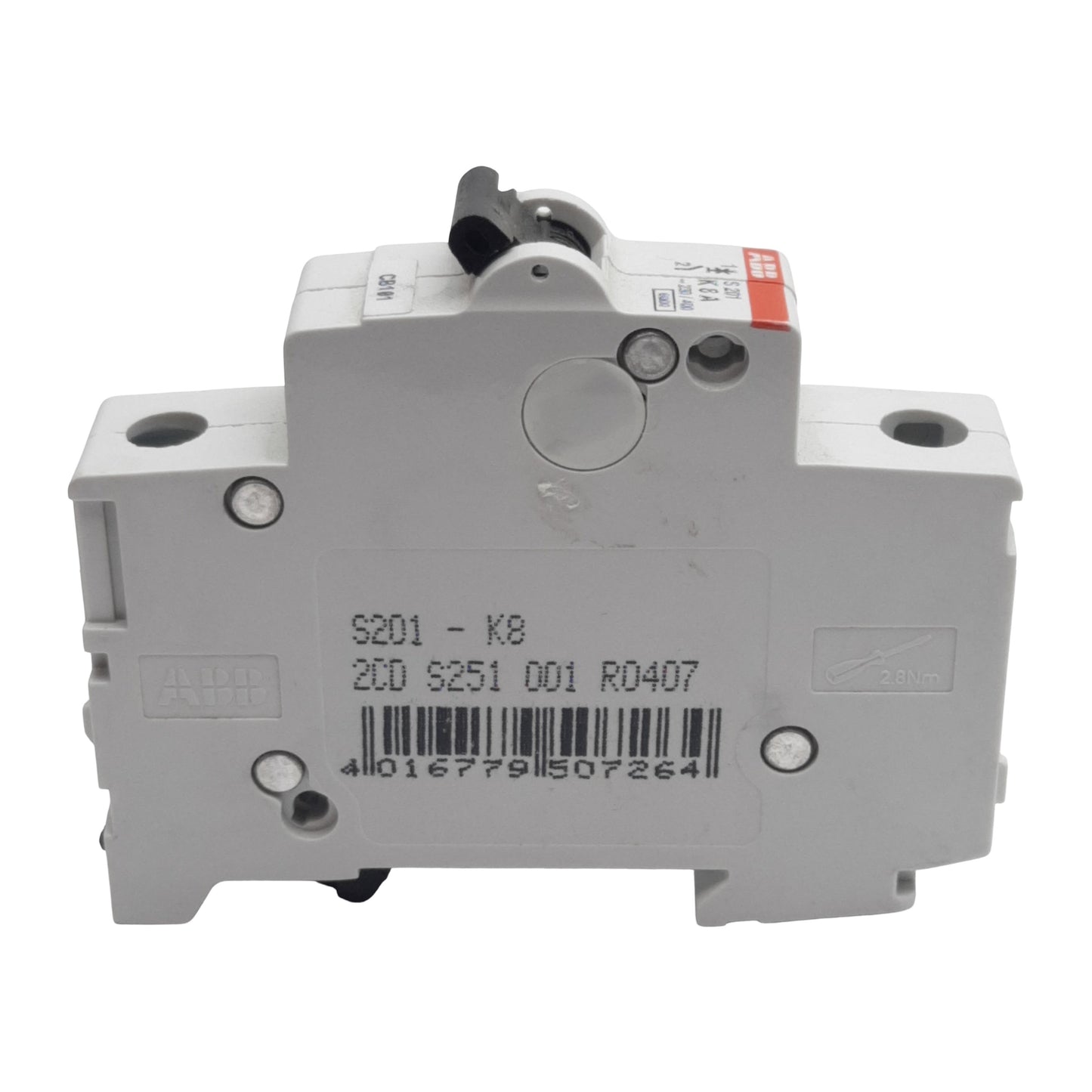 Used ABB S201-K8 Circuit Breaker, 1-Pole, 8A 230/400VAC, K-Curve, DIN Rail Mount
