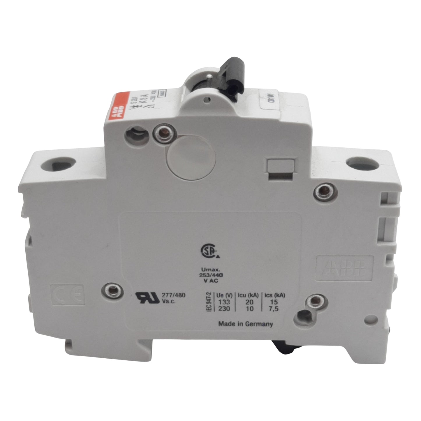 Used ABB S201-K8 Circuit Breaker, 1-Pole, 8A 230/400VAC, K-Curve, DIN Rail Mount