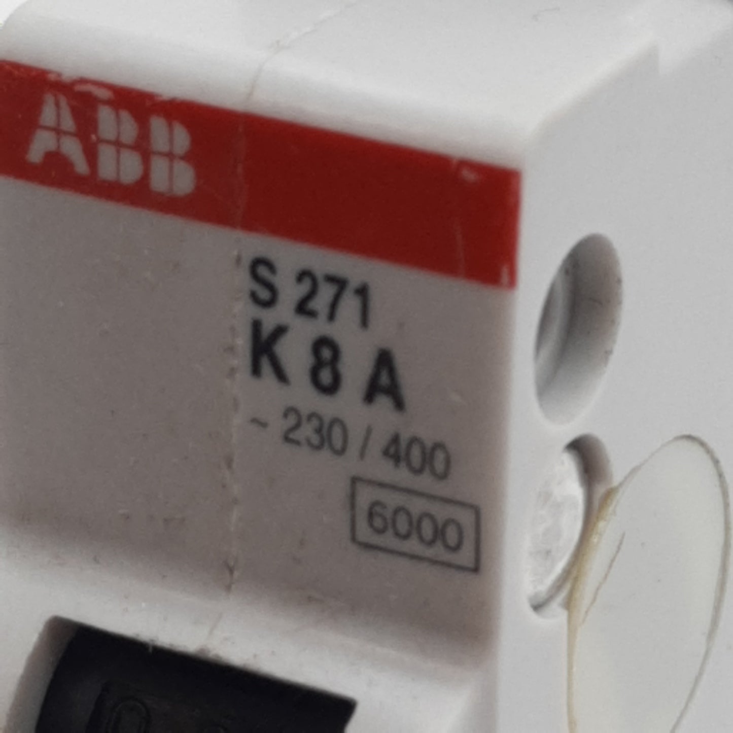 Used ABB S271-K8 Circuit Breaker, 1-Pole, 8A 230/400VAC, K-Curve, DIN Rail Mount