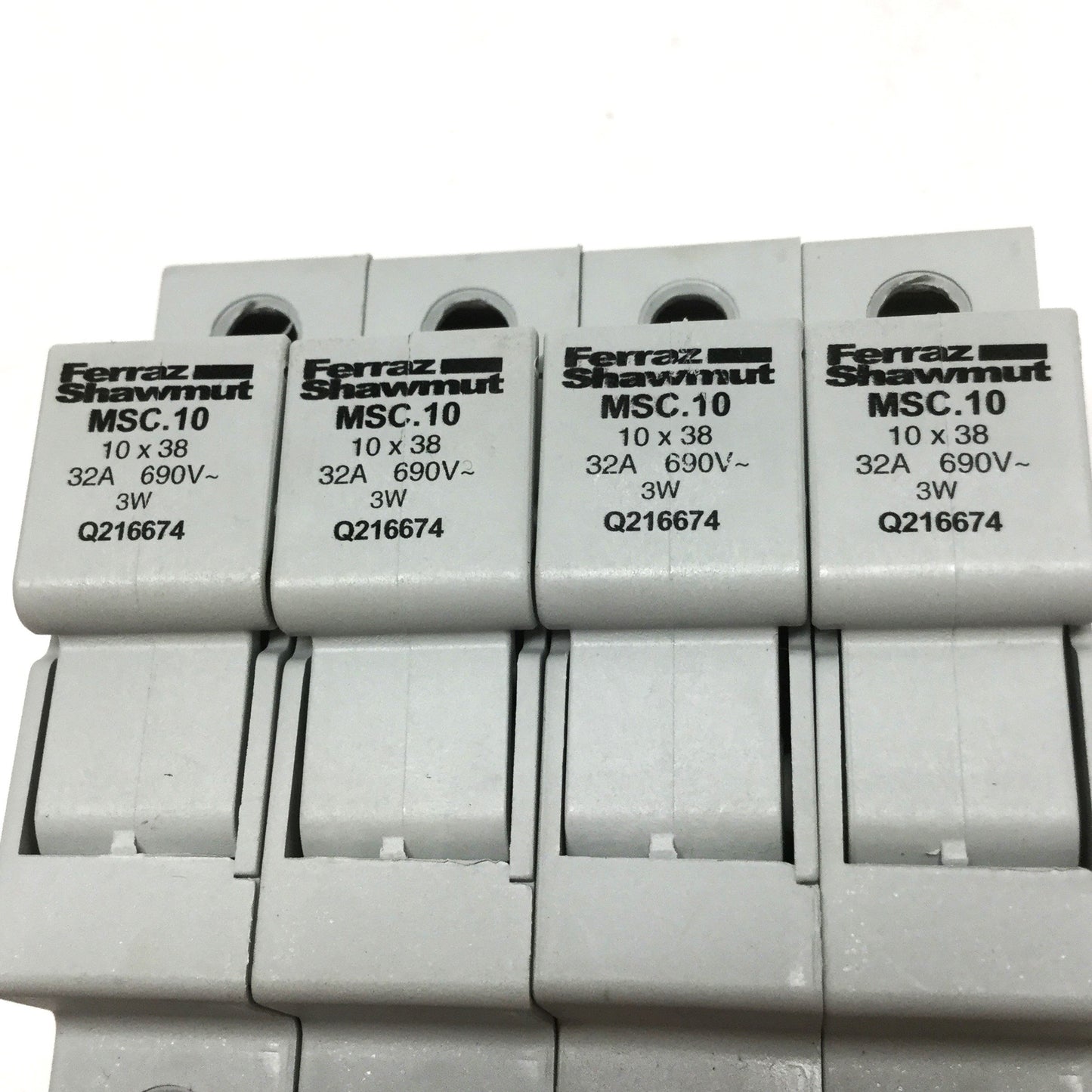 Used Lot of 4 Ferraz Shawmut MSC10 Q216674 1-Pole Fuse Holders 600V 32A, 10 x 38mm