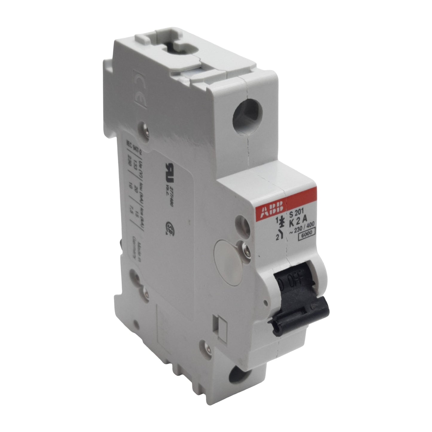 Used Lot of 2 ABB S201-K2 Circuit Breaker, 1-Pole, 2A 230/400VAC, K-Curve, DIN Rail