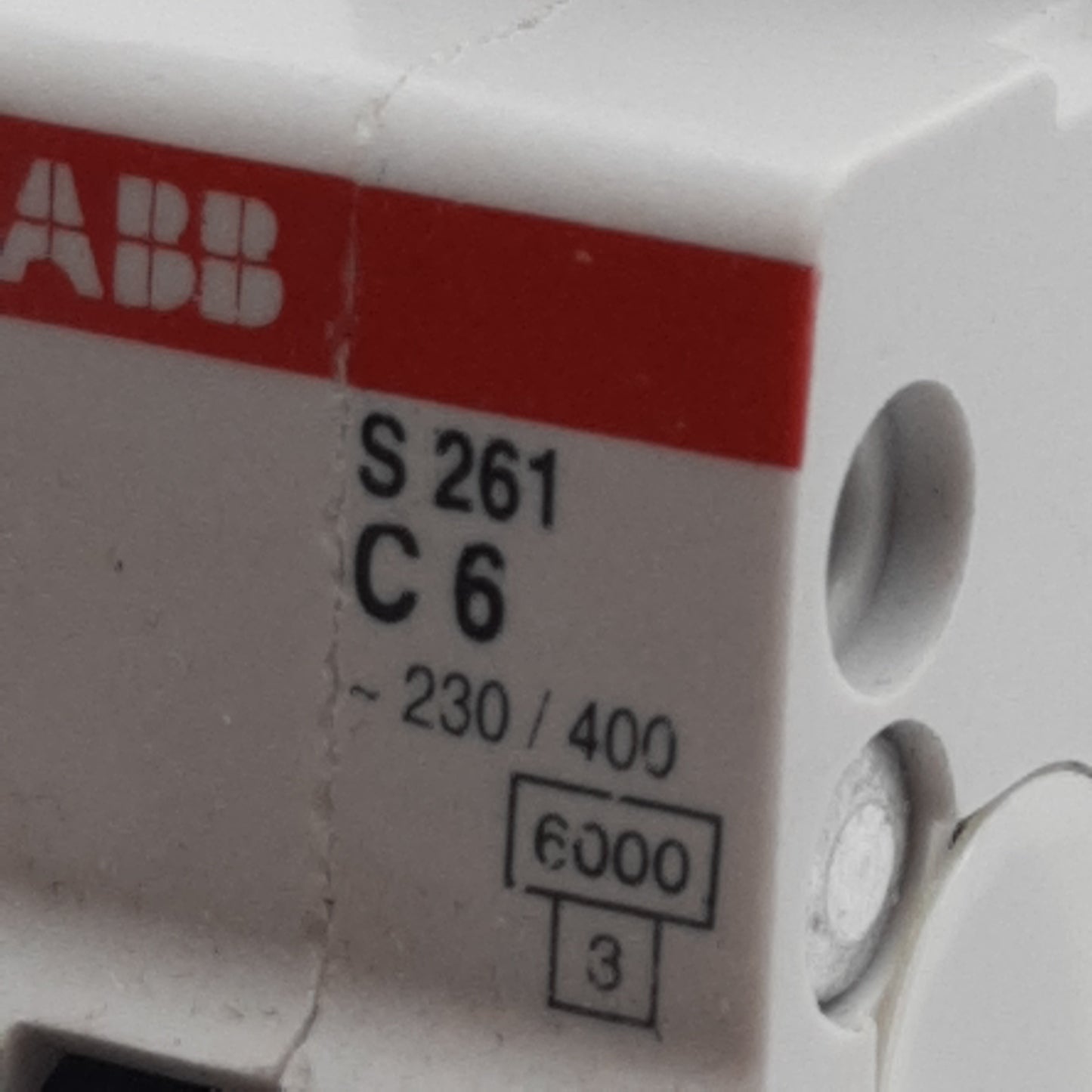 Used Lot of 2 ABB S261-C6 Circuit Breaker, 1-Pole, 6A 230/400VAC, C-Curve, DIN Rail