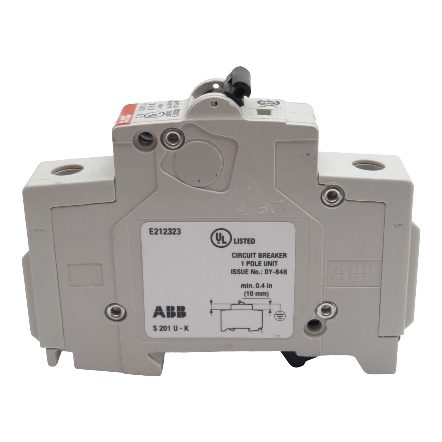 Used ABB S201U-K6A Circuit Breaker, 1-Pole, 6A 240VAC, K-Curve, DIN Rail Mount