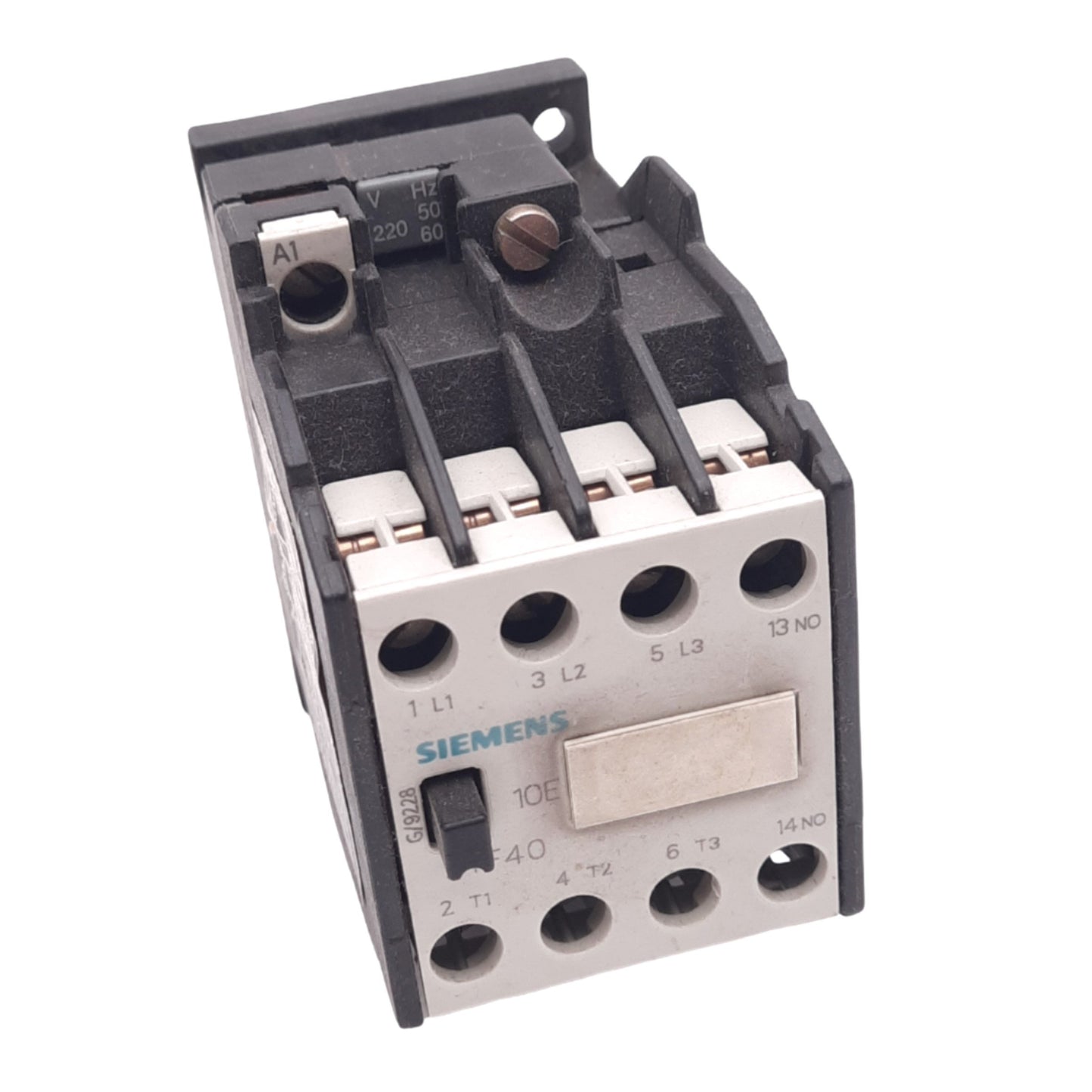 Used Siemens 3TF4010-0A IEC Contactor, 3-Pole + 1NO, 3-Phase 7.5hp Max, 220VAC Coil
