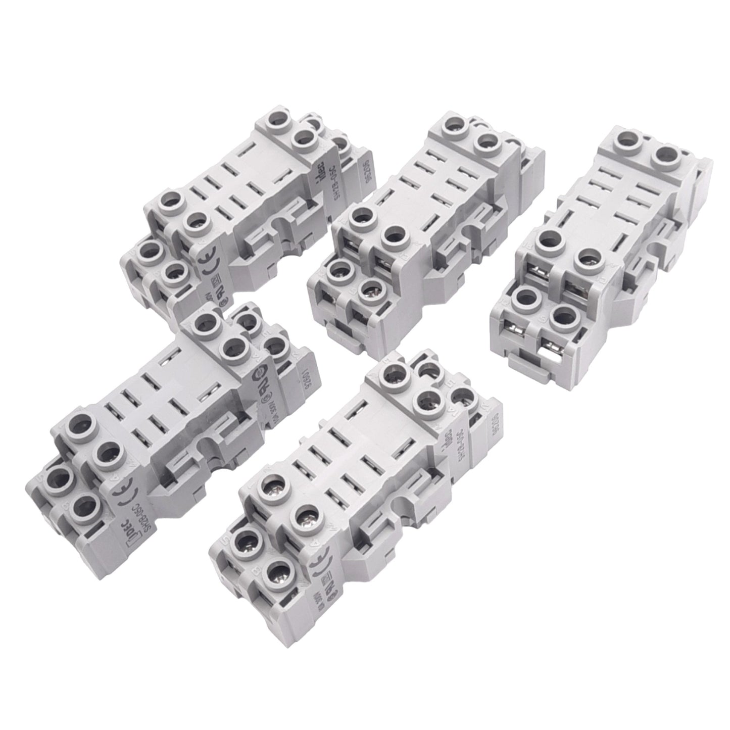 Used Lot of 5 IDEC SH2B-05C Relay Sockets, 8-Pin, 300V 10A Max, DIN Rail Mount